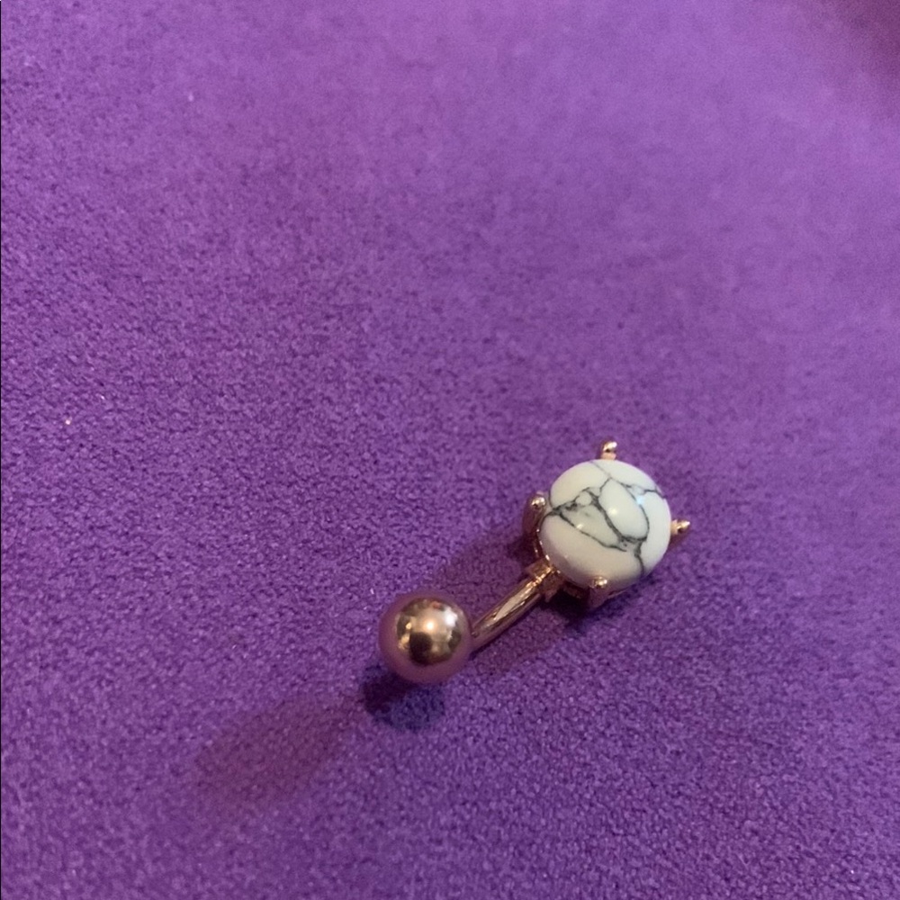 Elegant Rose Gold and White Belly Ring